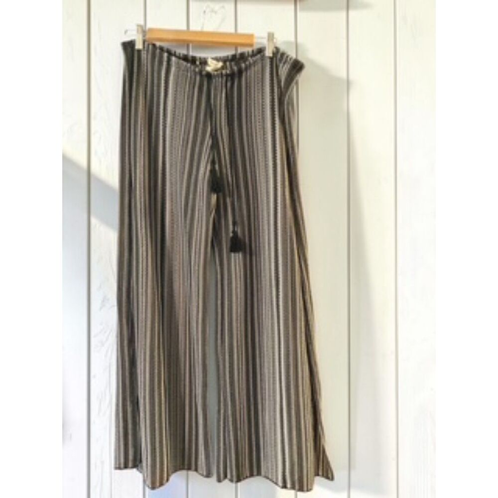 BECCA by Rebecca Virtue Striped Crochet Split Leg Beach Cover-Up Pants Small
